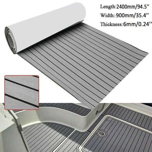 Boat Flooring EVA Foam Faux Teak Boat Decking Sheet 94.5 X 35.4 Marine Flooring Mat Self Adhesive Marine Floor Carpet for Boat Yacht RV