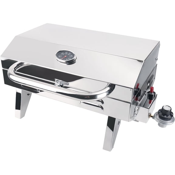 Boat Grill, No Rod Holder Mount Bracket, Marine Tabletop Gas Grill, 304 Stainless Steel Boat Propane Grill with Foldabel Legs for Pontoon Boat, RV, Outdoor and Tailgating