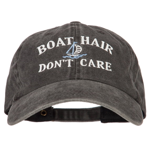 Boat Hair Don't Care Embroidered Washed Cotton Twill Cap - Black OSFM