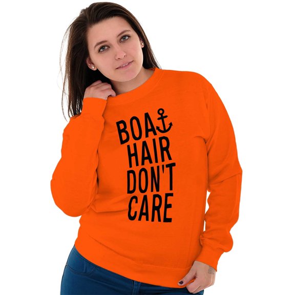 Boat Hair Don't Care Ocean Vibes Cute Women Crewneck Sweatshirt Brisco Brands X