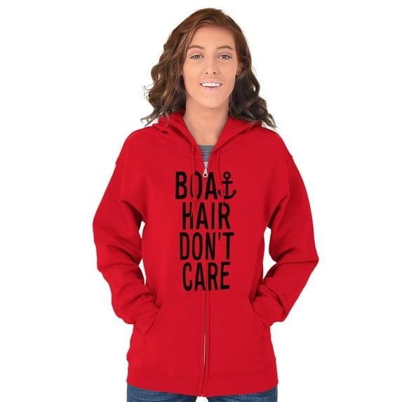Boat Hair Don't Care Ocean Vibes Cute Women Plus Size Zipper Hoodie Brisco Brands 5X