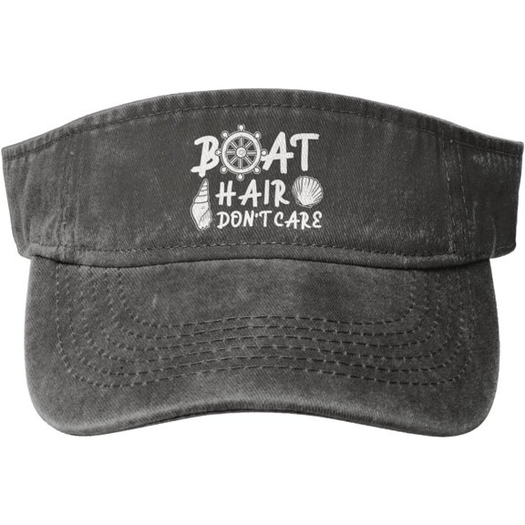 Boat Hair Don't Care Sun Sports Visor Hat Adjustable Cap for Women and Men Black