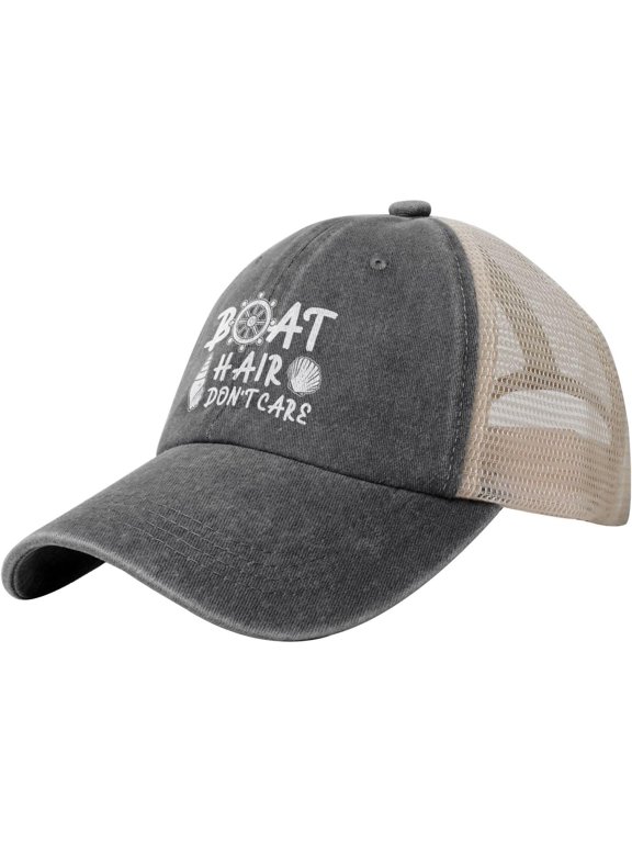 Boat Hair Don't Care Vintage Mesh Hat Dad Hats Trendy Caps Black