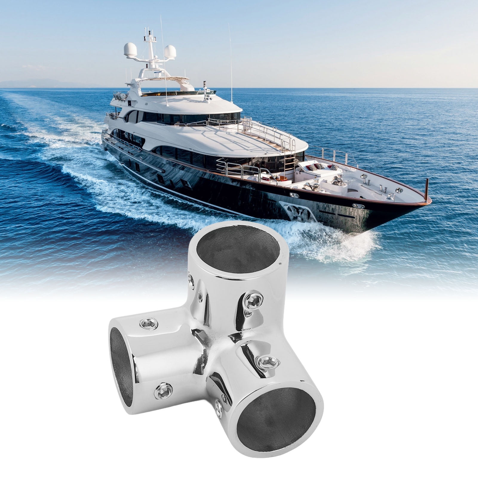 Boat Handrail Tee Connector, 316 Stainless Steel Heavy Duty Pipe