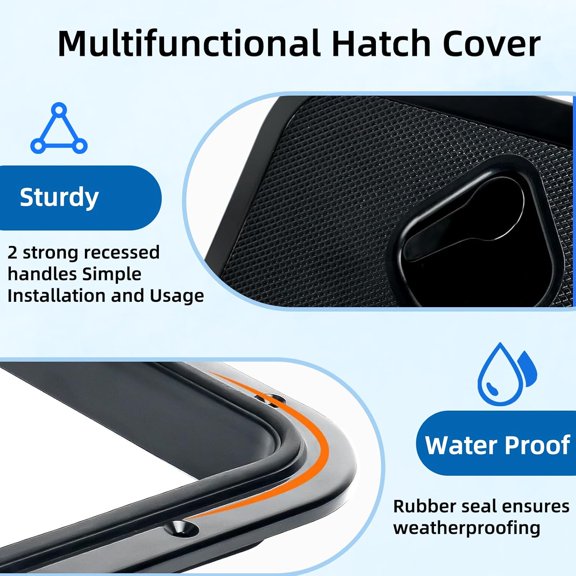 Boat Hatch 17.32"*12.40" Deck Access Hatch, Rectangle Marine Boat Hatch,Boat Storage Hatch Cover for Jon Boat, Bass Boat(Black)$$Watercraft