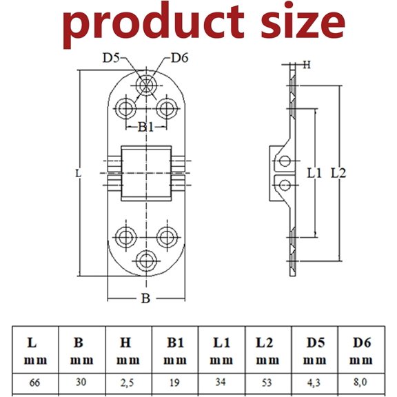 Boat Hinges, 4PCS Stainless Steel Flush Mount Hinges 2.6" x 1.18" - Marine Grade for Butler Tray, Hatch, Cabinet & Door, Silver$$Watercraft