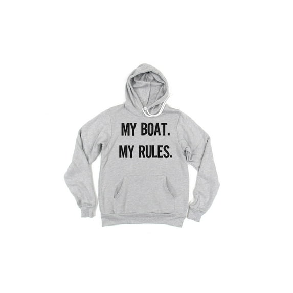 Boat Hoodie, My Boat My Rules, Boating Hoodie, Gift For Boat Owner, Fishing Hoodie, Gift For Dad, Father's Day Gift, Boat Shirt, Fish Shirt, Grey (Black Text), LARGE