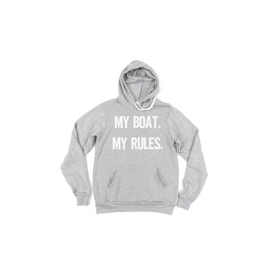 Boat Hoodie, My Boat My Rules, Boating Hoodie, Gift For Boat Owner, Fishing Hoodie, Gift For Dad, Father's Day Gift, Boat Shirt, Fish Shirt, Grey (White Text), SMALL