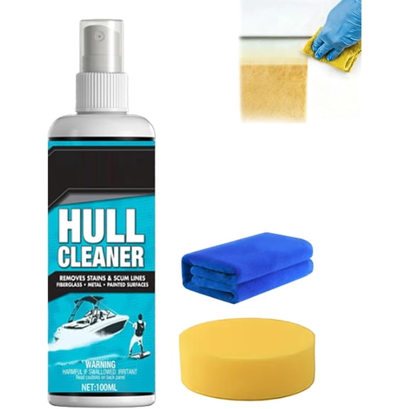Boat Hull Cleaner 100ml Stain and Scum Line Remover, Boat Cleaning Supplies, Easy to Use Formula, Multi- Restorative Cleaner for Glass, Plastic, Painted Hull Surfaces (1)