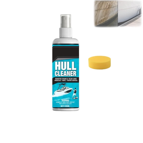 Boat Hull Cleaner 100ml, Waterline Stain Remover for Boats, Marine Scum Line Cleaner, Removes Rust, Algae and Tough Hull Stains, Safe for Fiberglass, Gelcoat and Painted Surfaces