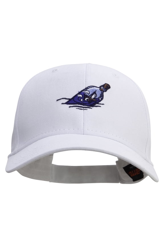 Boat In Bottle Embroidered Low Profile Structured Cap - White OSFM