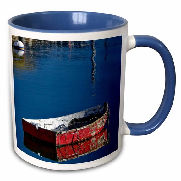 3drose, Boat in Harbor, Cape Ann, Rockport, Massachusetts - Us22 Aje0068 - Adam Jones, 15oz Two-tone Blue Mug