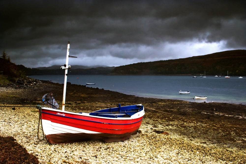 Boat In Lochaline Scotland Canvas Art - John Short Design Pics (17 x 11)