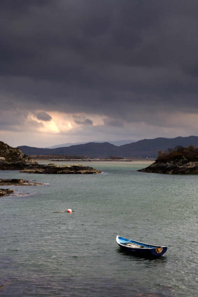 Boat In Water Loch Sunart Scotland Canvas Art - John Short Design Pics (22 x 34)