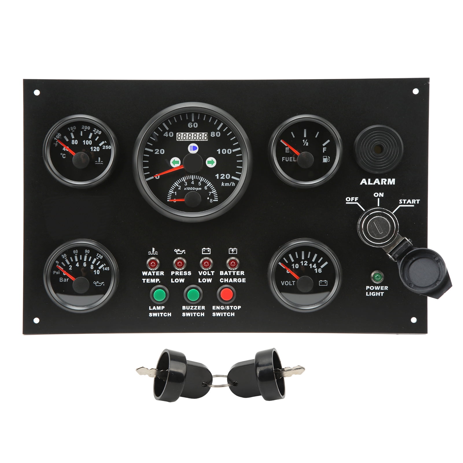 Boat Instrument Panel 5 Gauge Cluster Set Speedometer Fuel Level Water