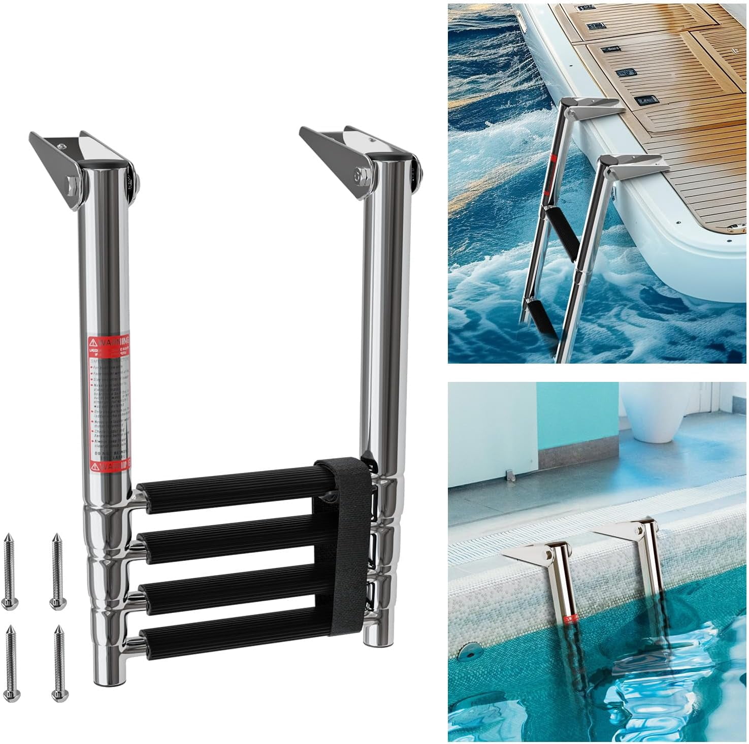Aluminium 2-Step Folding Boat Ladder | 4Boats
