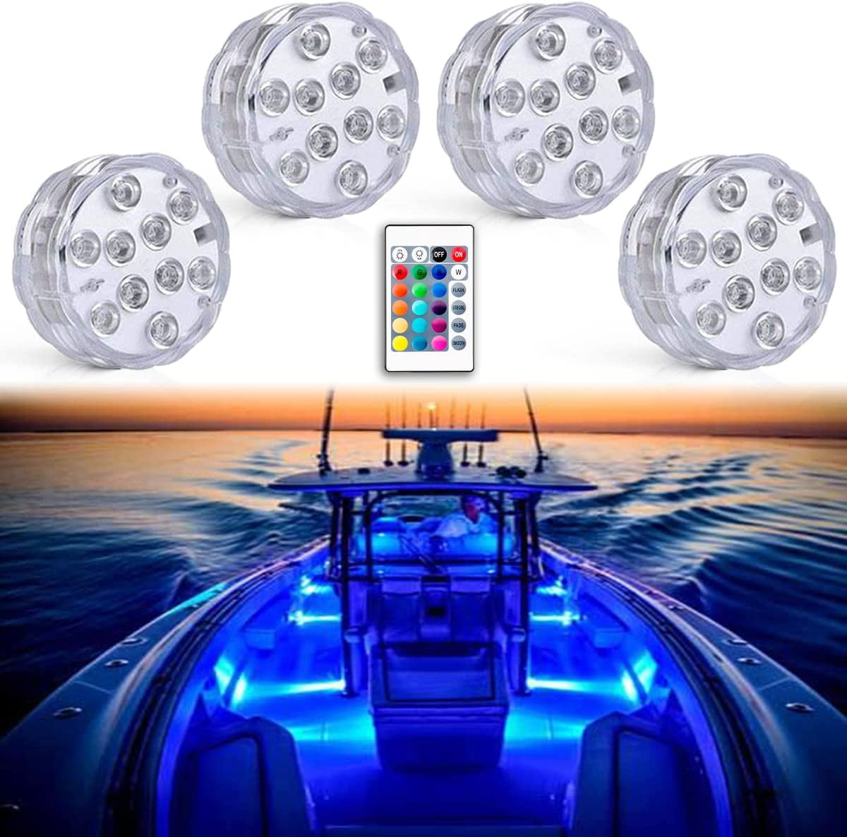 Boat Lights Wireless Battery Operated, Waterproof Marine Led Light