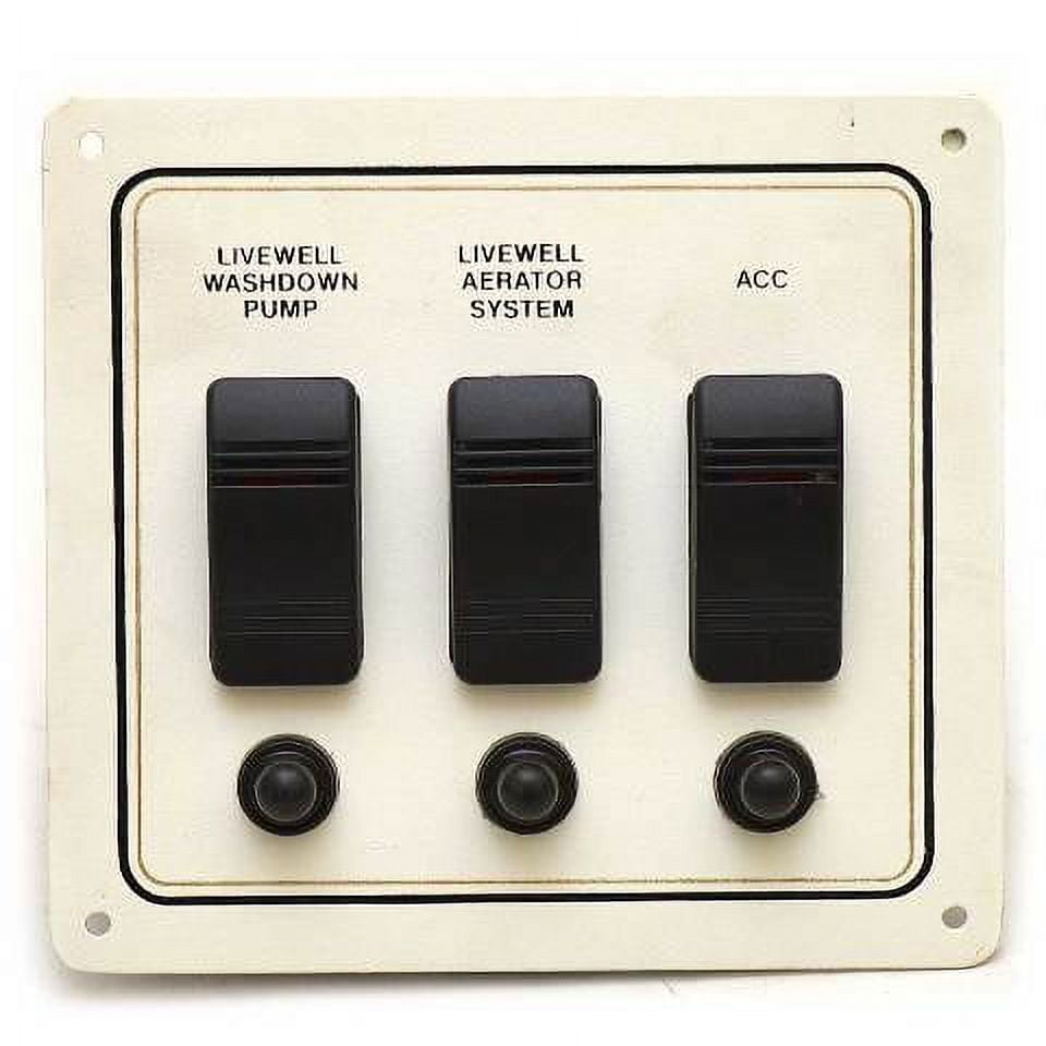 Boat Livewell Switch Panel 6 x 5 1/2 Inch Aluminum White