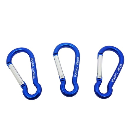Boat Marine Clip Blue Aluminum Locking Clip Hook Carabiner 2.7", 3pc pack