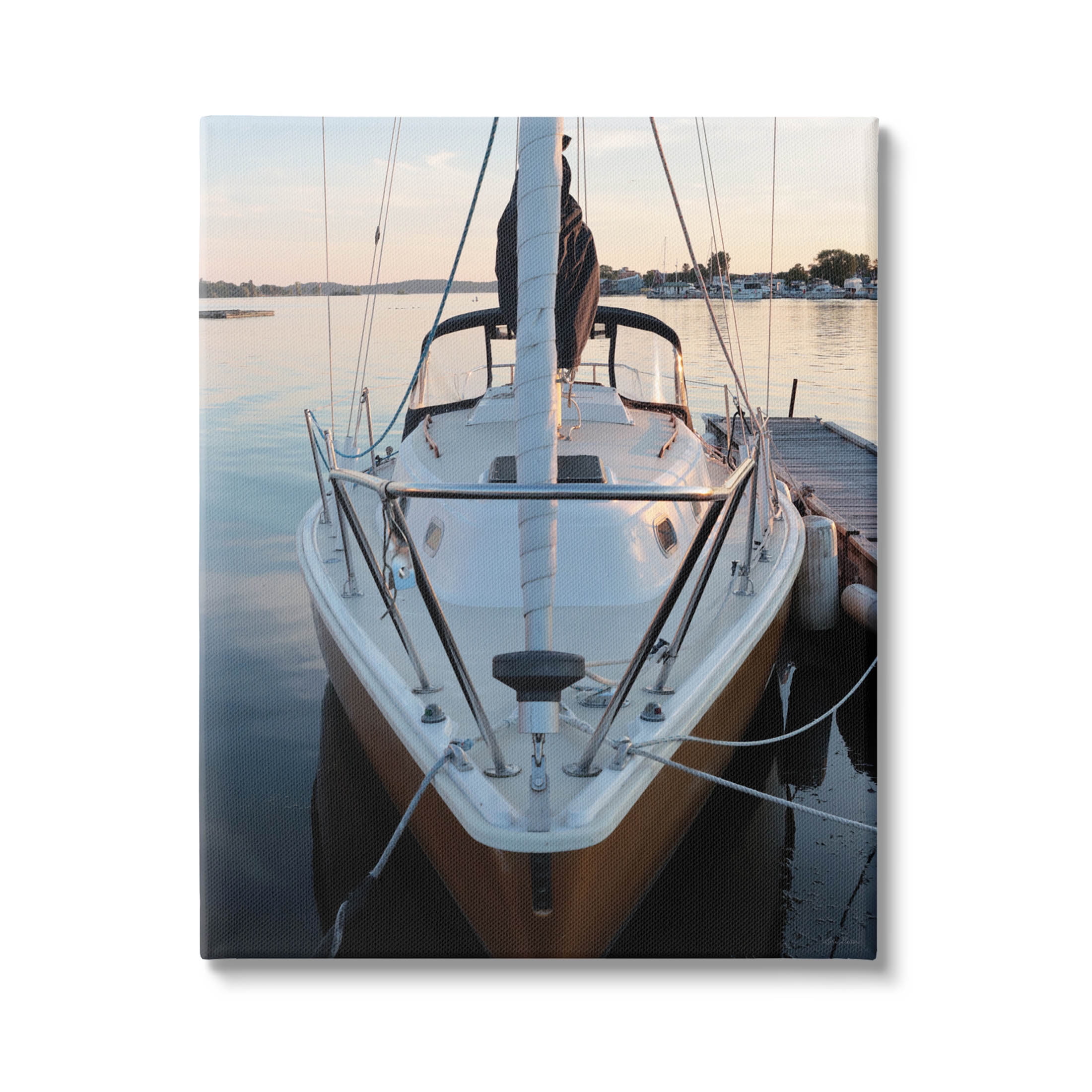 Boat Mast Ocean Marina Transportation Photograph Gallery Wrapped Canvas Print Wall Art