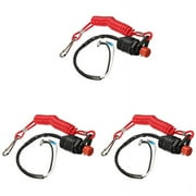 Boat Motor Emergency Kill Stop Switch for Yamaha /Tohatsu Outboard Stop Kill Switch Cut off Switches With Safety Tether Lanyard X3 I374547