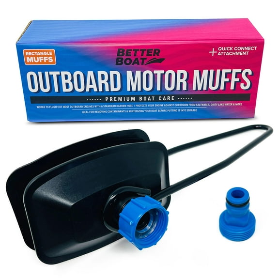 Boat Motor Muffs, Outboard and Inboard I/O Engine Flush Kit, Rectangle Muffs, Hose Adapter, for Marine Use and Winterizing, Boat Accessories