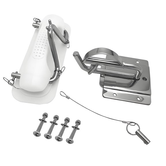 Boat Mounting Bracket Hardware Bundle, Stainless Steel Marine Support Set with Locking Pin for Davit Replacement