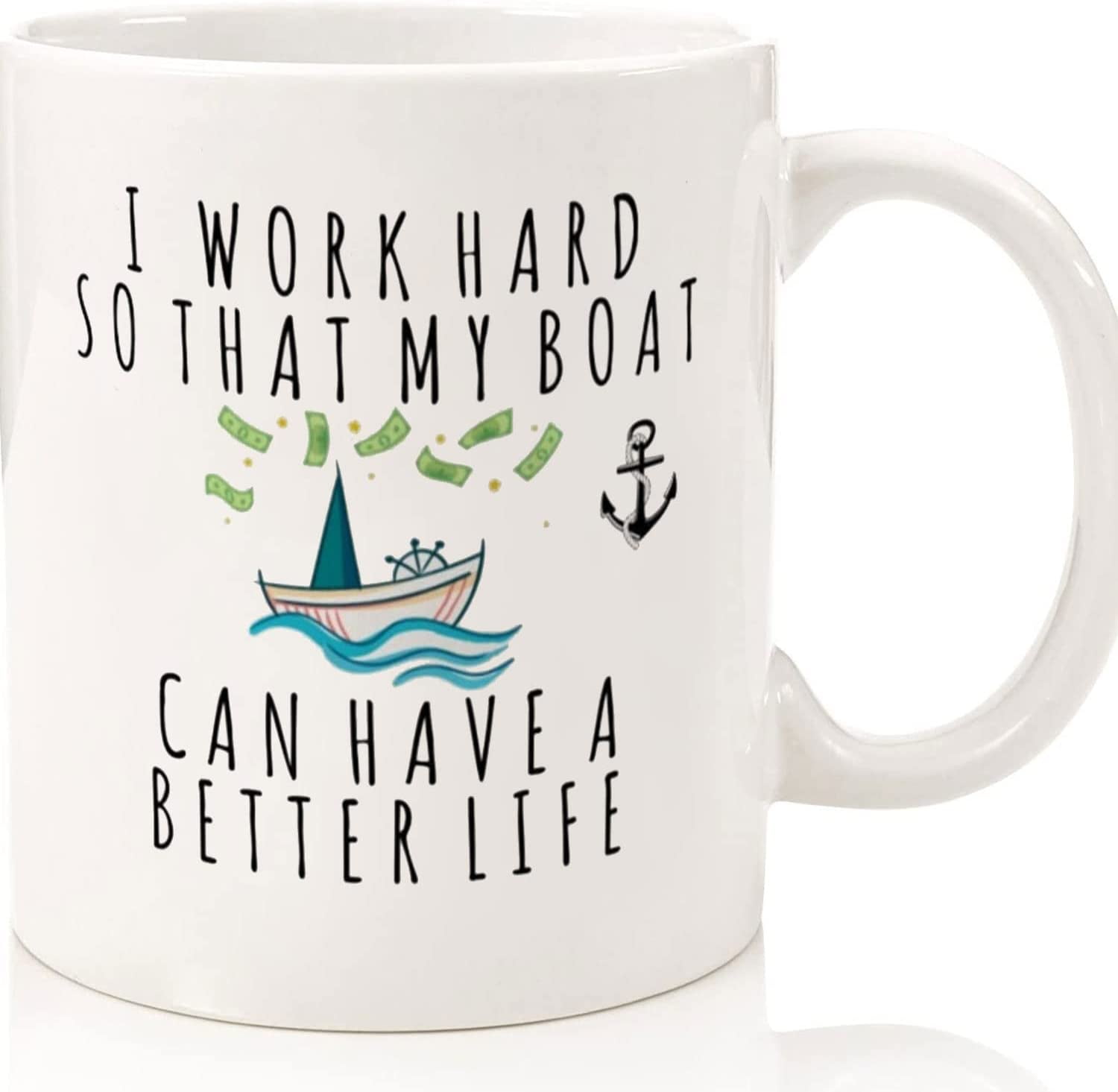 Boat Motor Coffee Cup Mixer Fishing Boating Lover Gag Fathers Day Gift