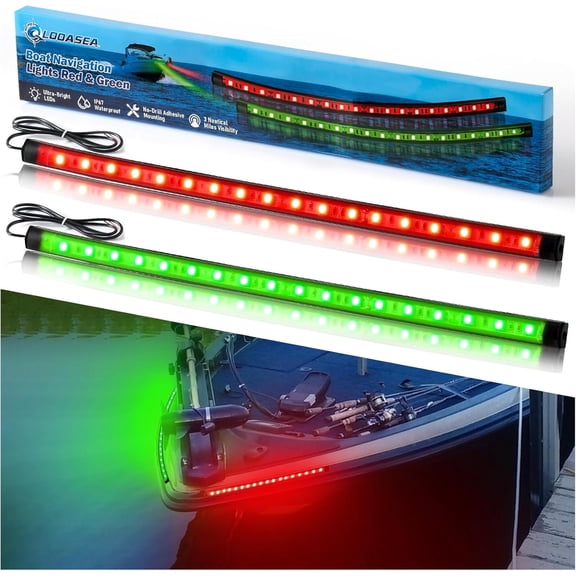 Boat Navigation Lights LED, Red and Green Boat Lights LED Waterproof, Marine Navigation Bow Light for Night Fishing, Boating, Navigating, Lighting, Fits for Pontoon, Bass & Jon Boats, Yacht