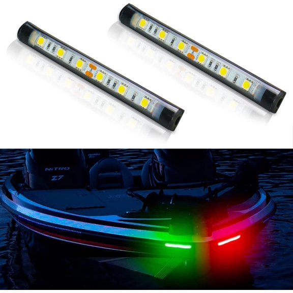Boat Navigation Lights, Super Bright Bow Lights For Night Fishing, No Drilling Adhesive Install For Pontoon Kayak Canoe Bass Jon Jetski
