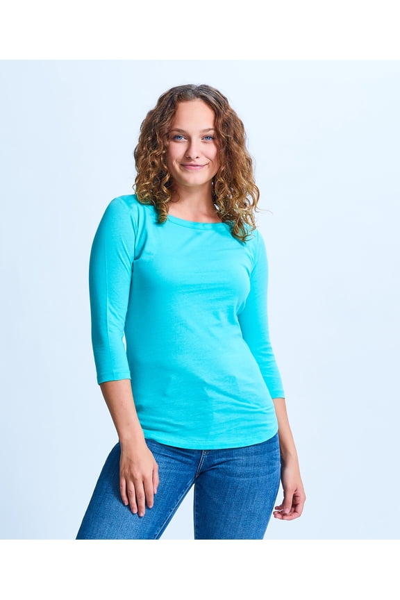 Boat Neck 3/4 Slv Fitted Top