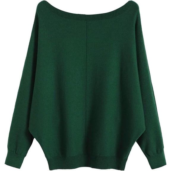 Boat Neck Batwing Sleeves Dolman Knitted Sweaters and Pullovers Tops for Women