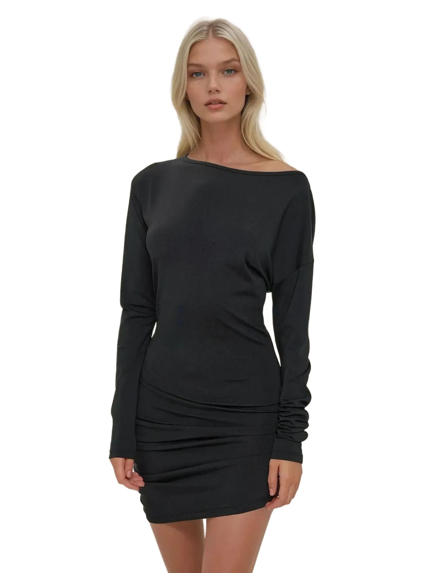 Boat Neck Bodycon Mini Dress - Walmart.com
