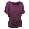 thumbnail image 1 of Boat Neck Dolman Top for Women, Short Sleeve, Solid Color, with Side Shirring Detail, 1 of 2