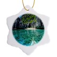 thumbnail image 1 of 3drose, Boat on Crystal Clear Water, Bacuit Archipelago, Palawan, Philippines, 3 inch Snowflake Porcelain Ornament, 1 of 7