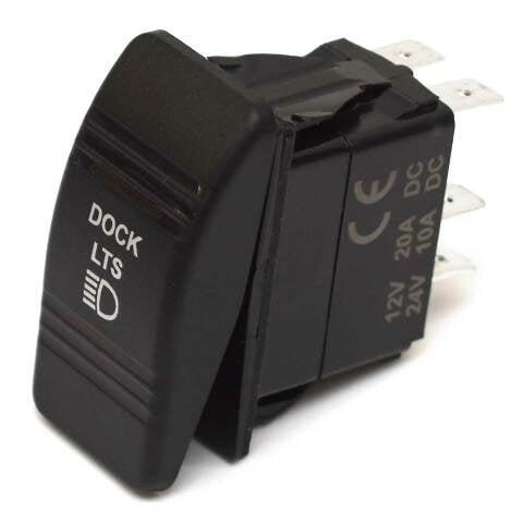 Boat On/Off Rocker Switch | Dock Lights 4-Spade 12V 24V - 10A 20A