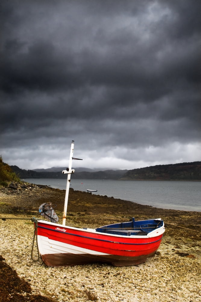Boat On Shore Lochaline Scotland Canvas Art - John Short Design Pics (11 x 17)