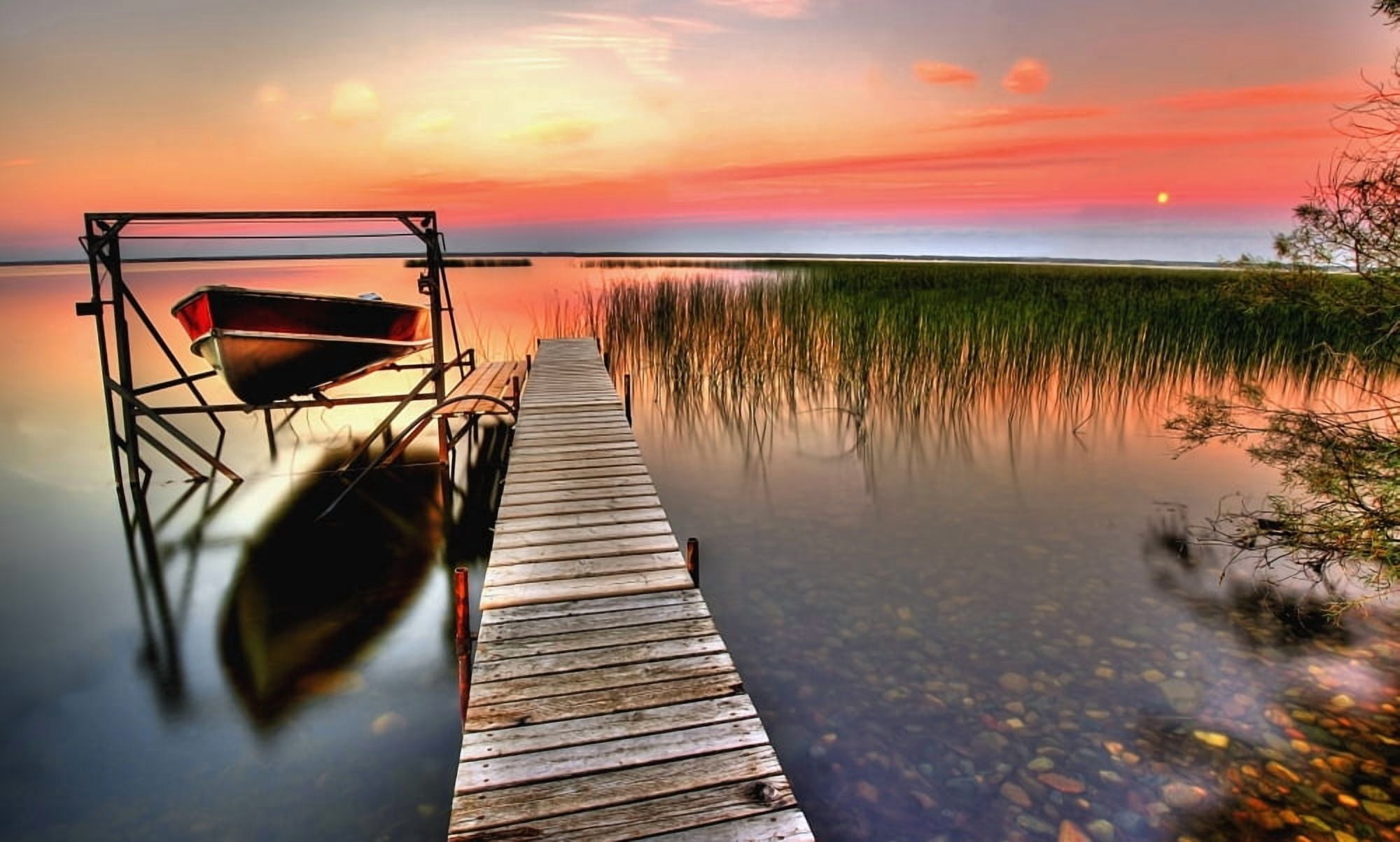 Boat On The Launch At The Dock Canvas Art - Clarke Wiebe Design Pics (40 x 24)