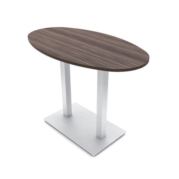 Boat Oval Bistro Height Meeting Table Double Metal Base 34x70 Bar Table