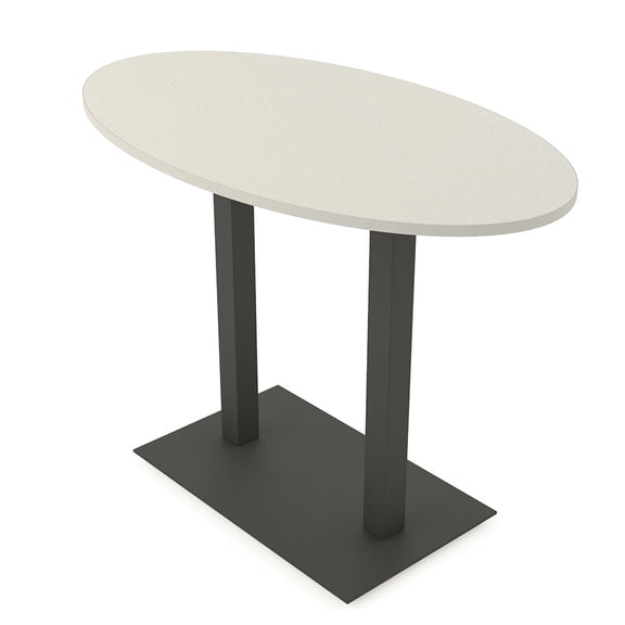 Oval Bistro Height Meeting Table Double Metal Base 34x70 Bar Table