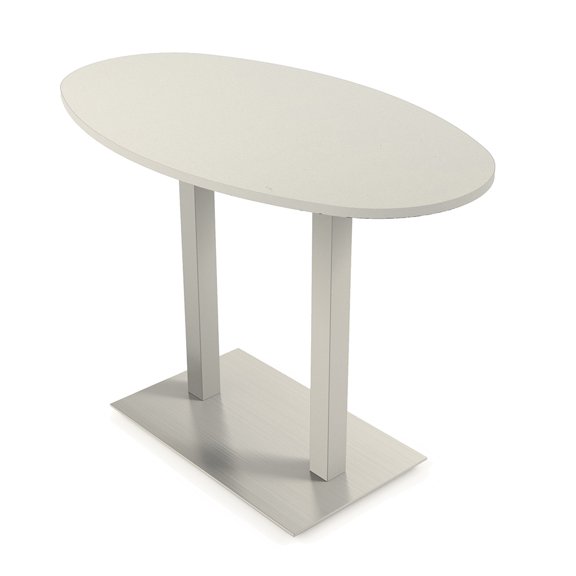 Boat Oval Bistro Height Meeting Table Double Metal Base 34x70 Bar Table