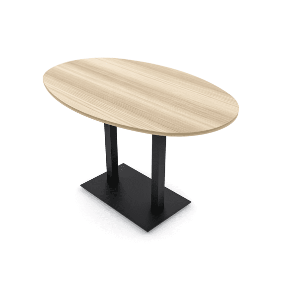 Boat Oval Bistro Height Meeting Table Double Metal Base 46x72 Bar Table