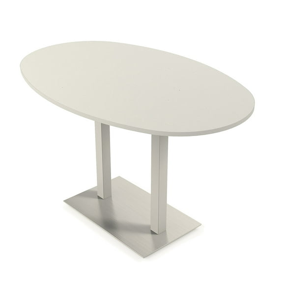 Boat Oval Bistro Height Meeting Table Double Metal Base 46x72 Bar Table