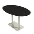 thumbnail image 1 of Boat Oval Bistro Height Meeting Table Double Metal Base 46x72 Bar Table, 1 of 5