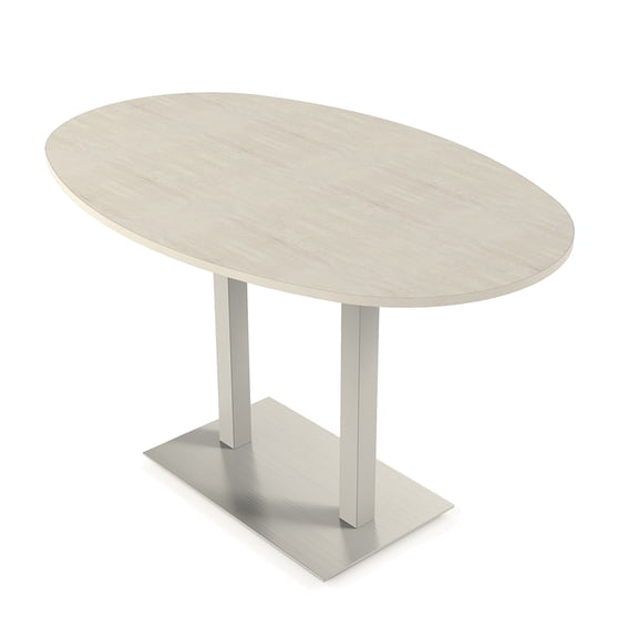 Boat Oval Bistro Height Meeting Table Double Metal Base 46x72 Bar Table