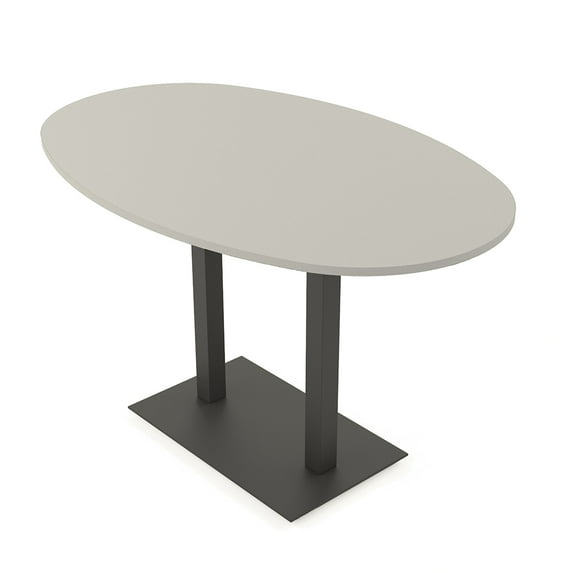 Boat Oval Bistro Height Meeting Table Double Metal Base 46x72 Bar Table