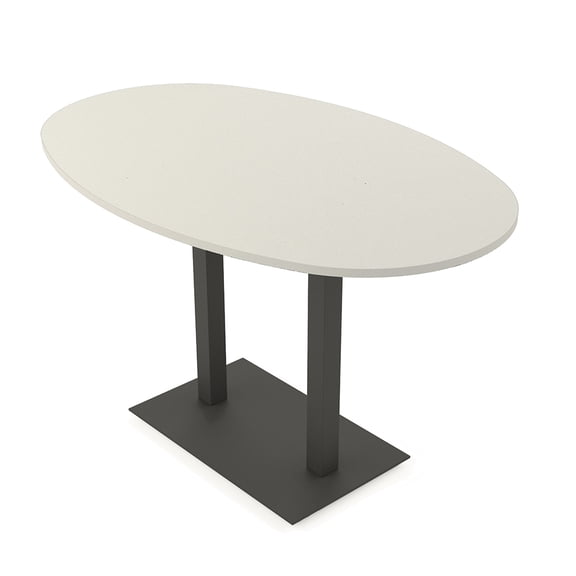 Boat Oval Bistro Height Meeting Table Double Metal Base 46x72 Bar Table