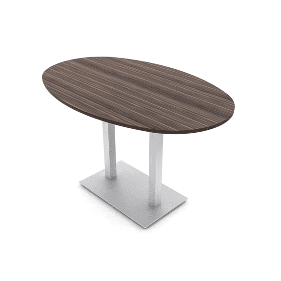 Boat Oval Bistro Height Meeting Table Double Metal Base 46x84 Bar Table