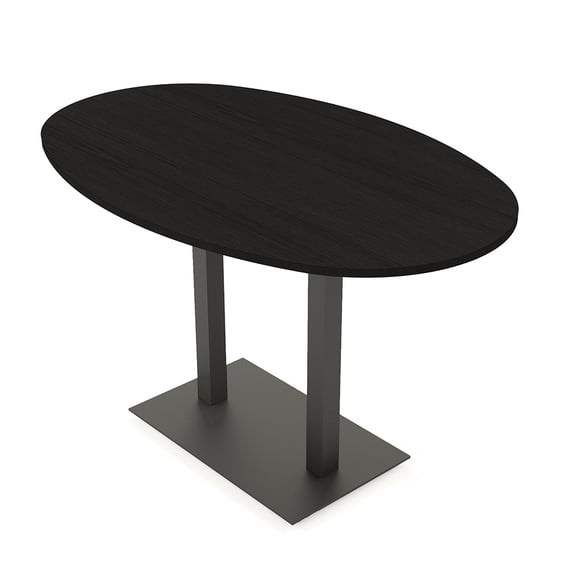 Boat Oval Bistro Height Meeting Table Double Metal Base 46x84 Bar Table