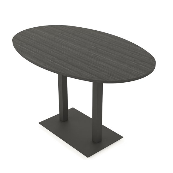 Boat Oval Bistro Height Meeting Table Double Metal Base 46x84 Bar Table